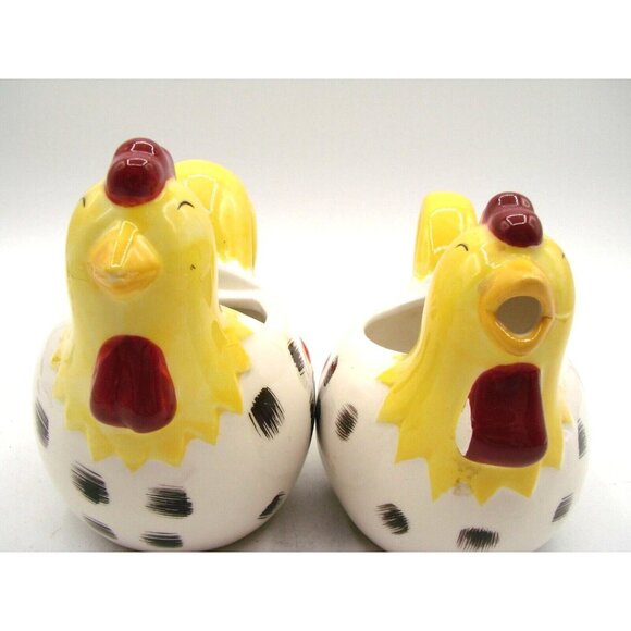 Vintage Chicken Rooster and Hen Cream and Sugar Bowl Set Chestnut Creek Ceramic - Picture 8 of 12
